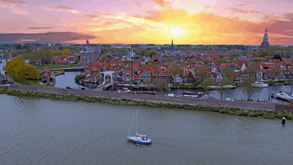 Aerial from the city Enkhuizen in the Netherlands