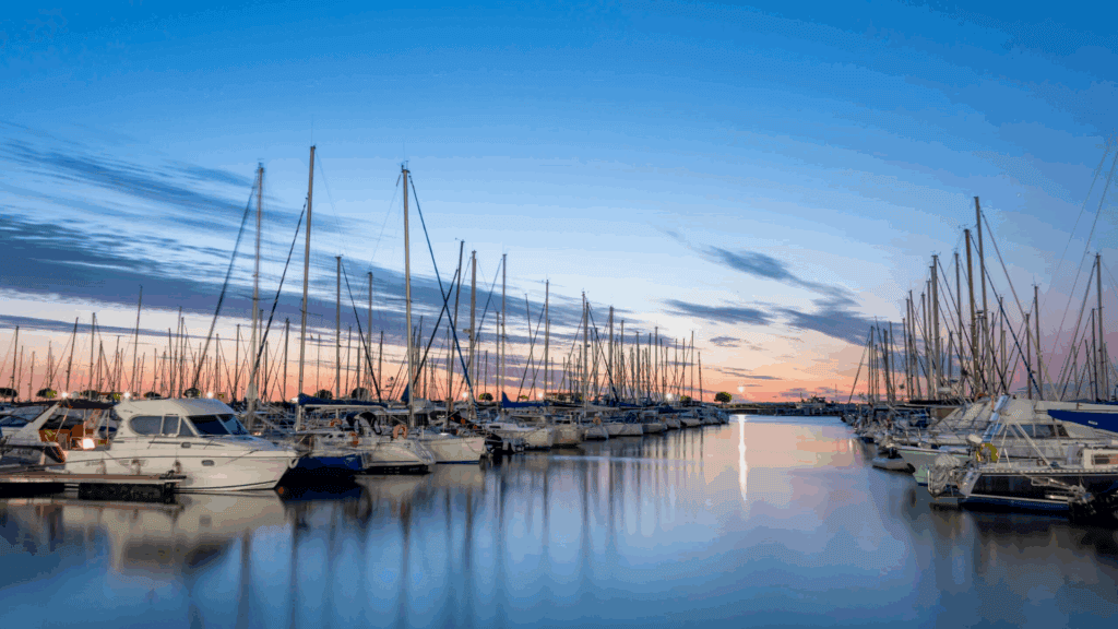 Boats Port Medoc sunset