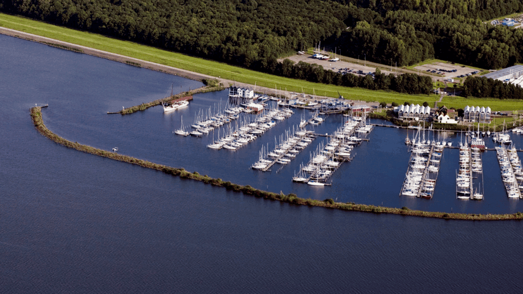 Aerial view Flevo Marina Lelystad Netherlands